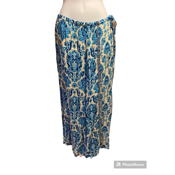 Plenty by Tracy Reese flowy teal/blue wide leg pants NWT size L/petite - Picture 4 of 5